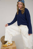 CREW NECK RIBBED LONG SLEEVE KNIT TOP (PRE-ORDER)