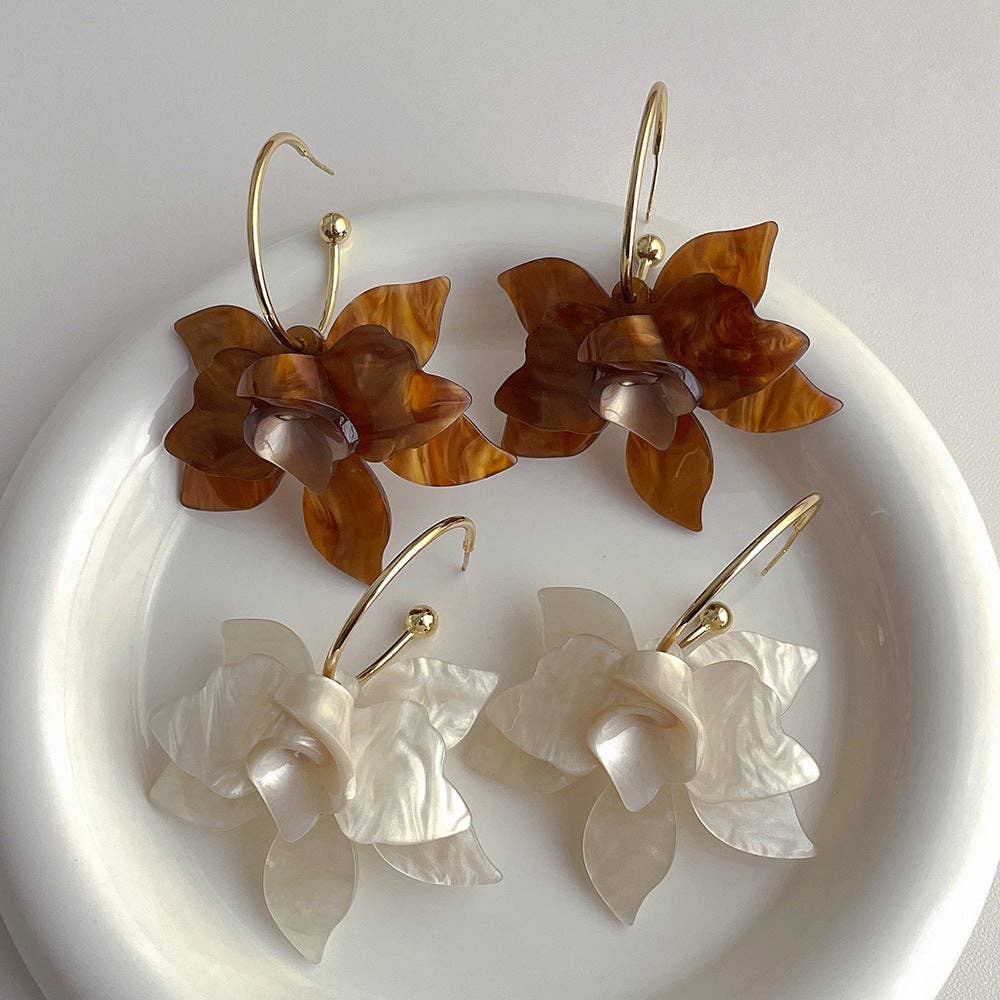 Vintage Large Flower Petal Dangle Earrings DP25D828