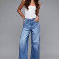 NORI Medium Wash Clean Super Soft 33" Inseam Wide leg