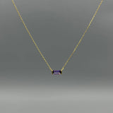 Gold Baguette Birthstone Necklace