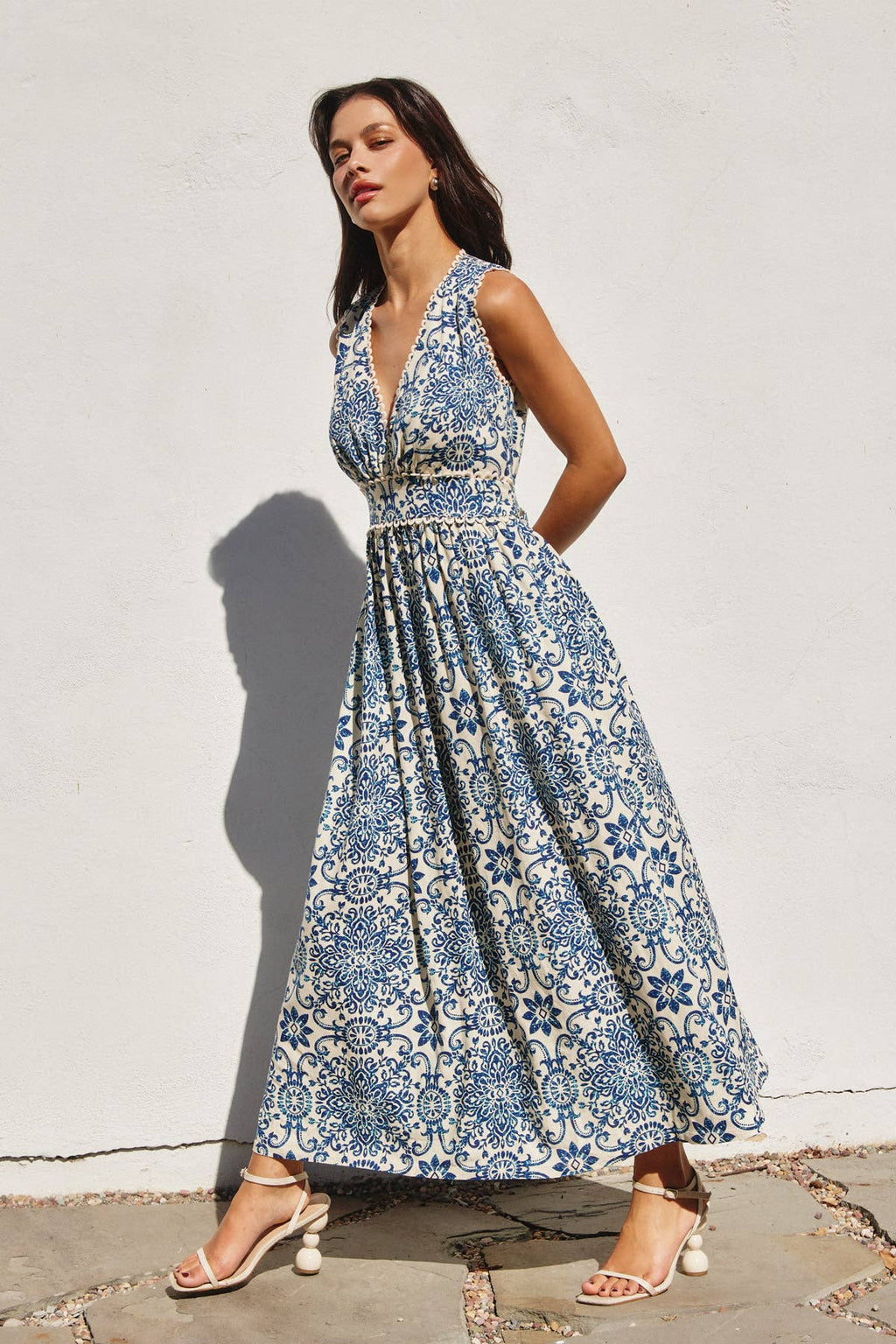 Summer In Capri Scalloped Lace Maxi Dress