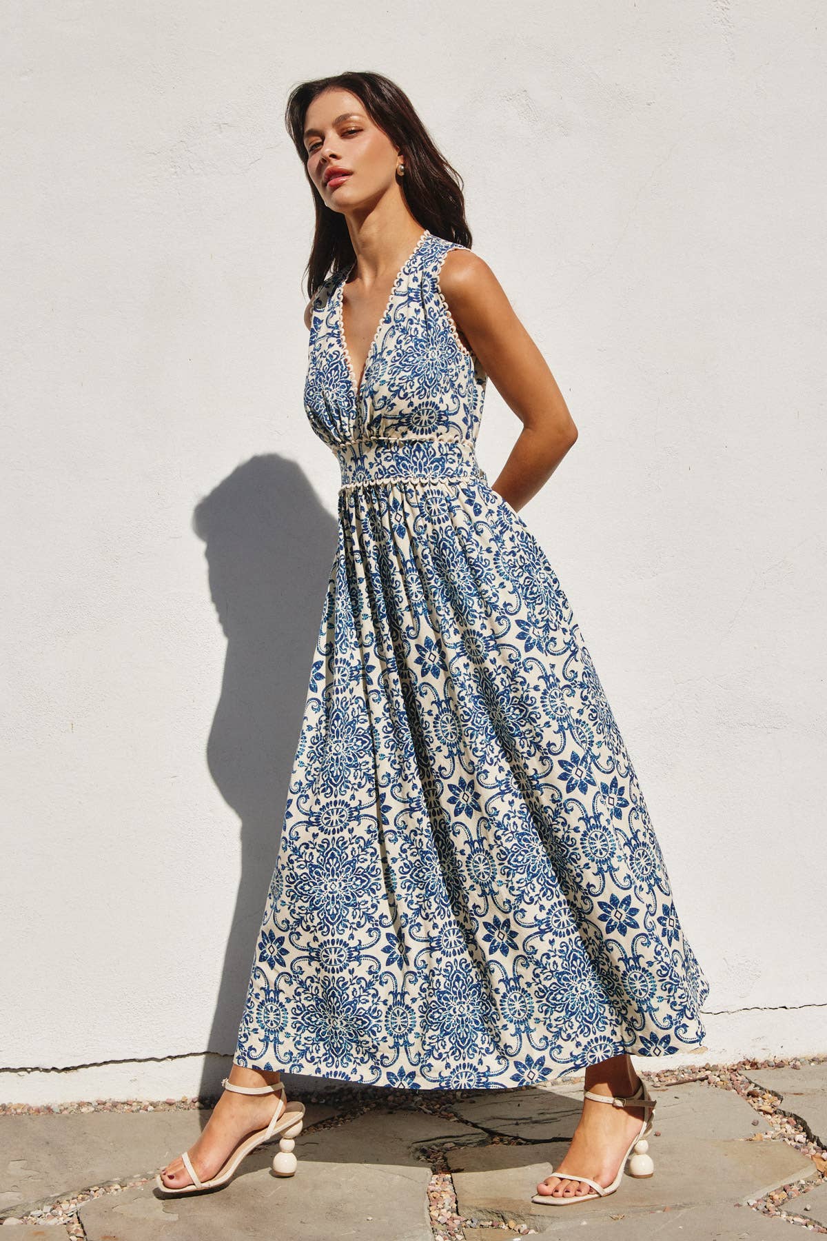 Summer In Capri Scalloped Lace Maxi Dress