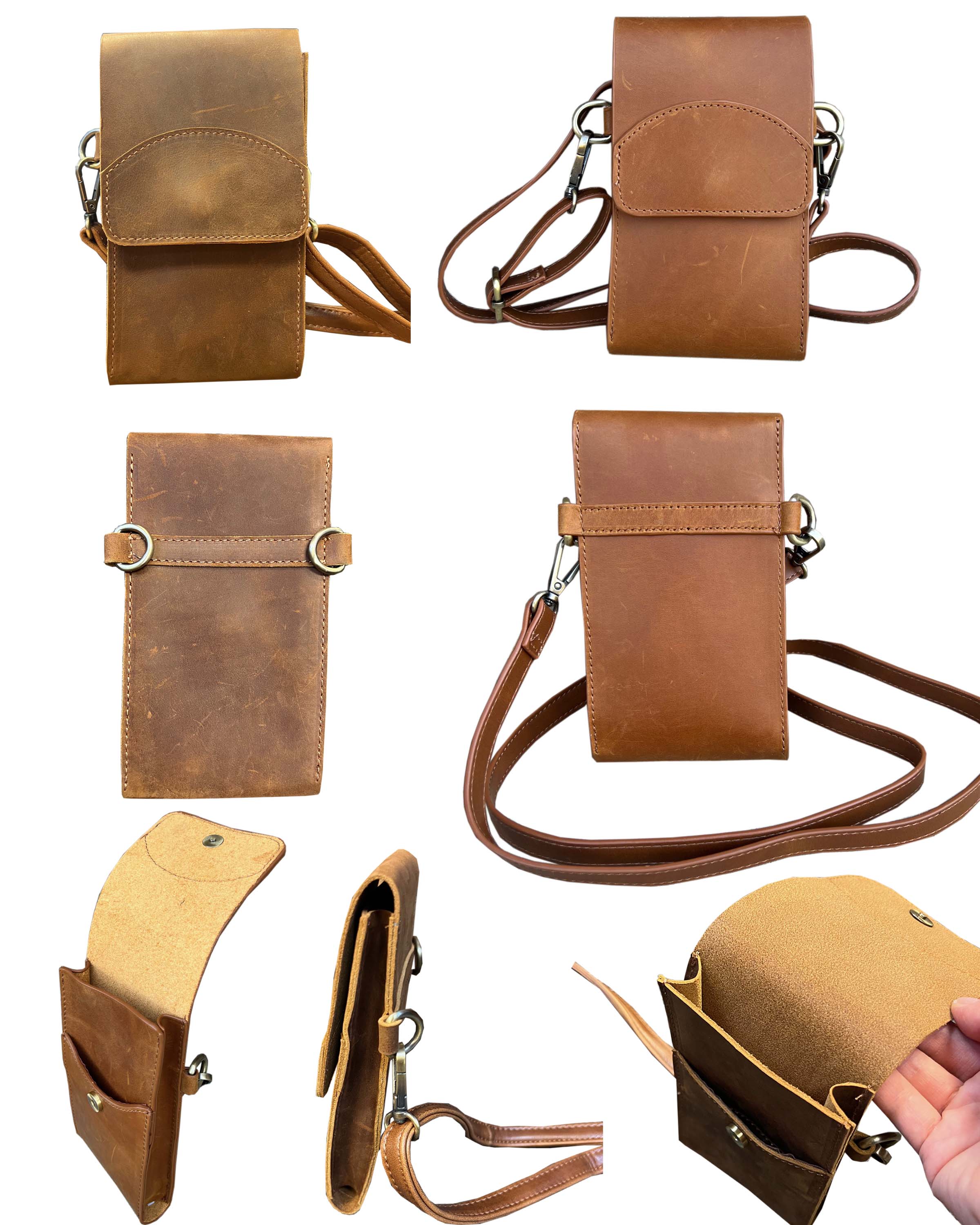 Vintage leather phone bag mini crossbody