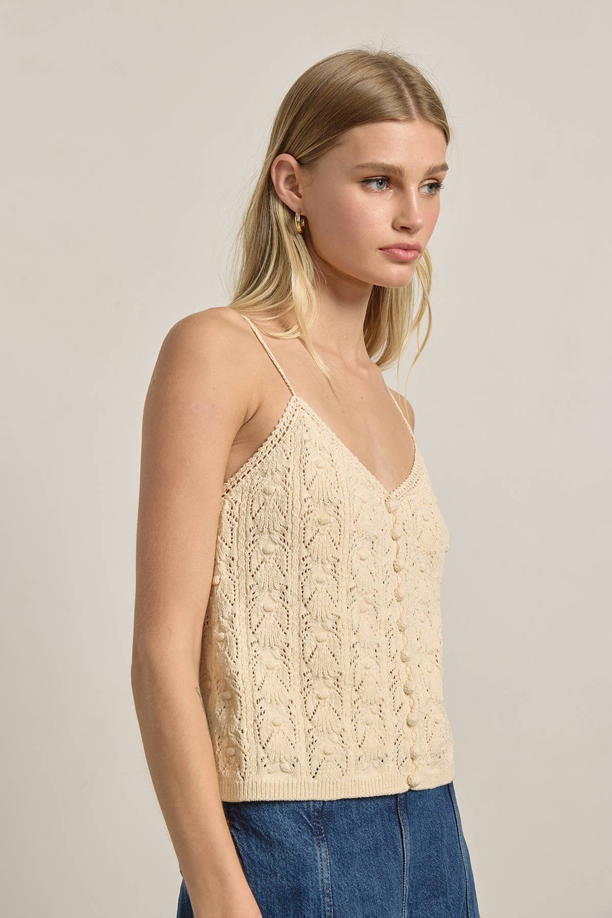 Knit Button Front Cami Top
