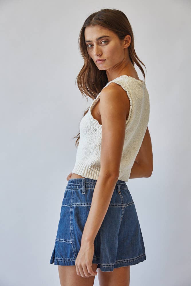 Snuggly Cotton Button Knit Vest