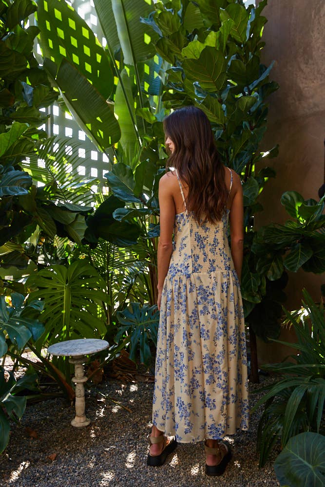 Woven Chiffon Floral Print Midi Dress