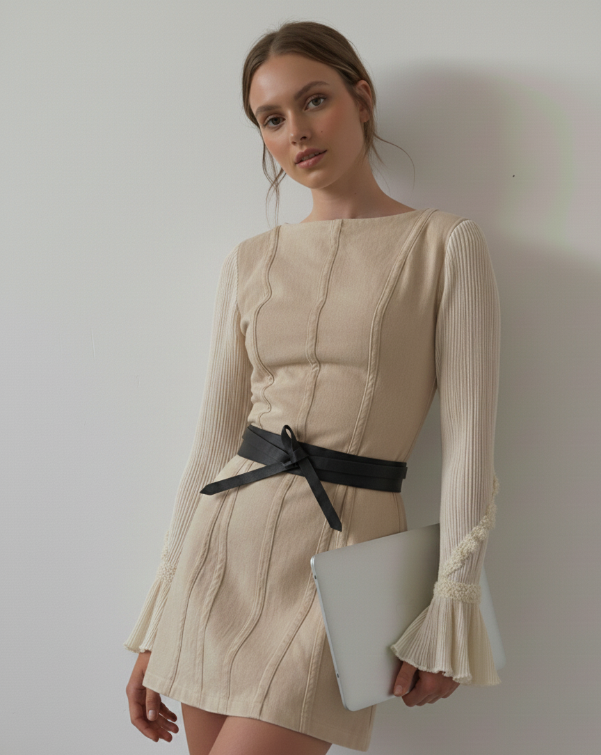 Tie-On Waist Cinching Obi Wrap Belt