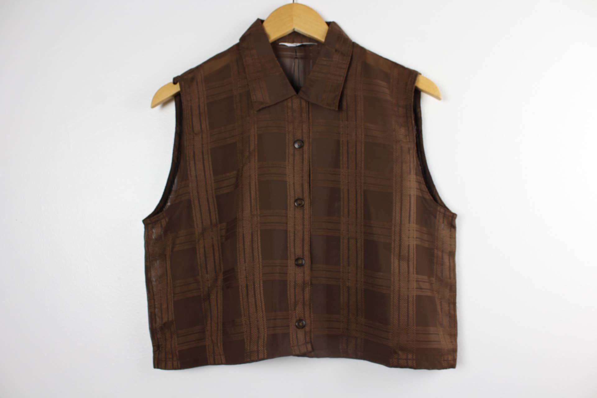 Reworked Sleeveless Button-Up Cropped Blouse - SOLID COLORS