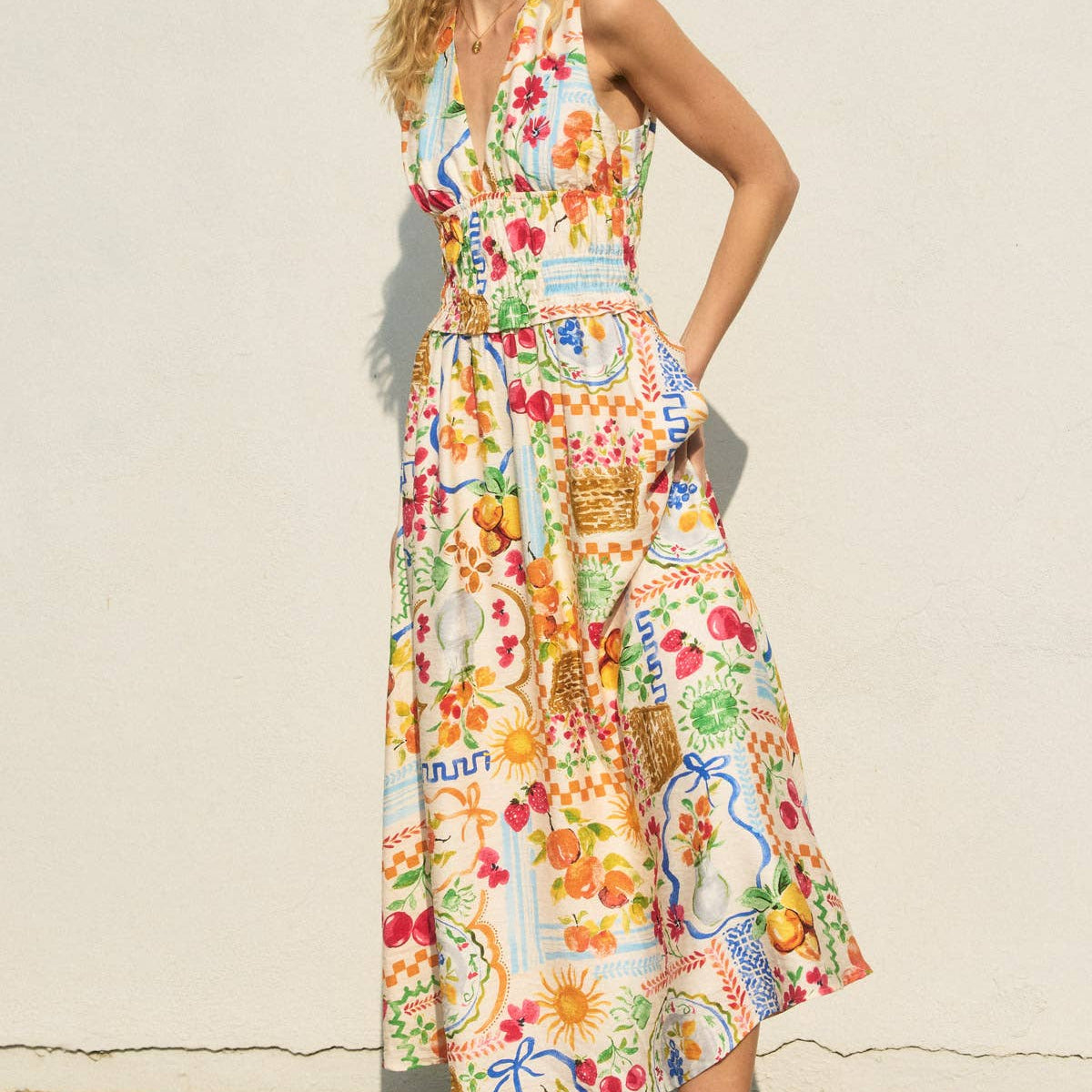 Sweetest Thing Poplin Shirred Waist Midi Dress