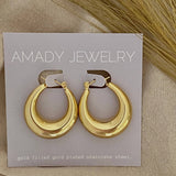 Chubby Oval Hoops Gold Plated Lightweight Thick Hoop Earring