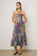 Lagoon Bloom Halter Tiered Dress