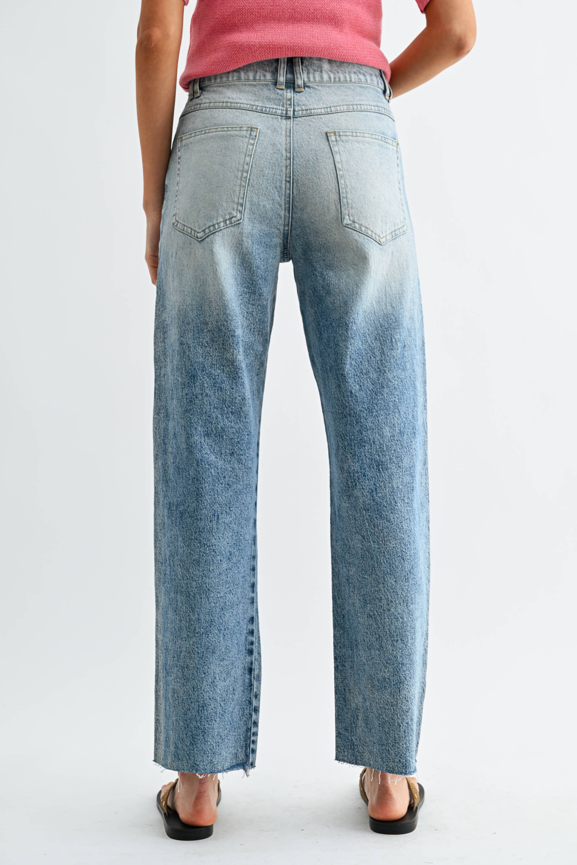 Studded High-Waist Straight-Leg Jeans