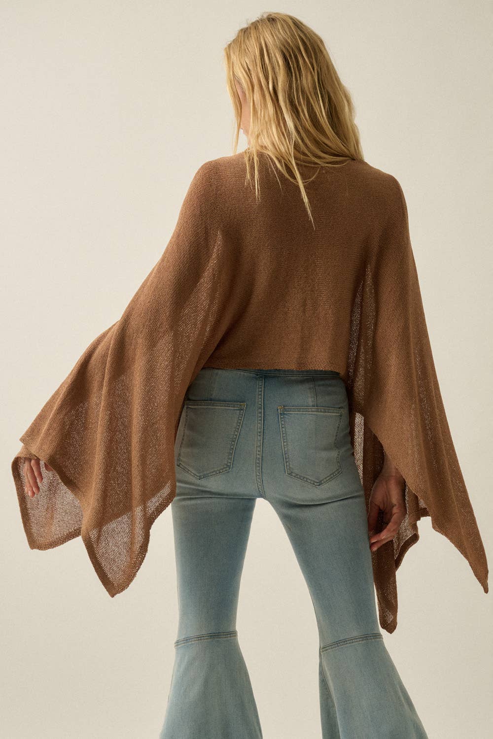 Cropped Poncho Style Knit Sweater