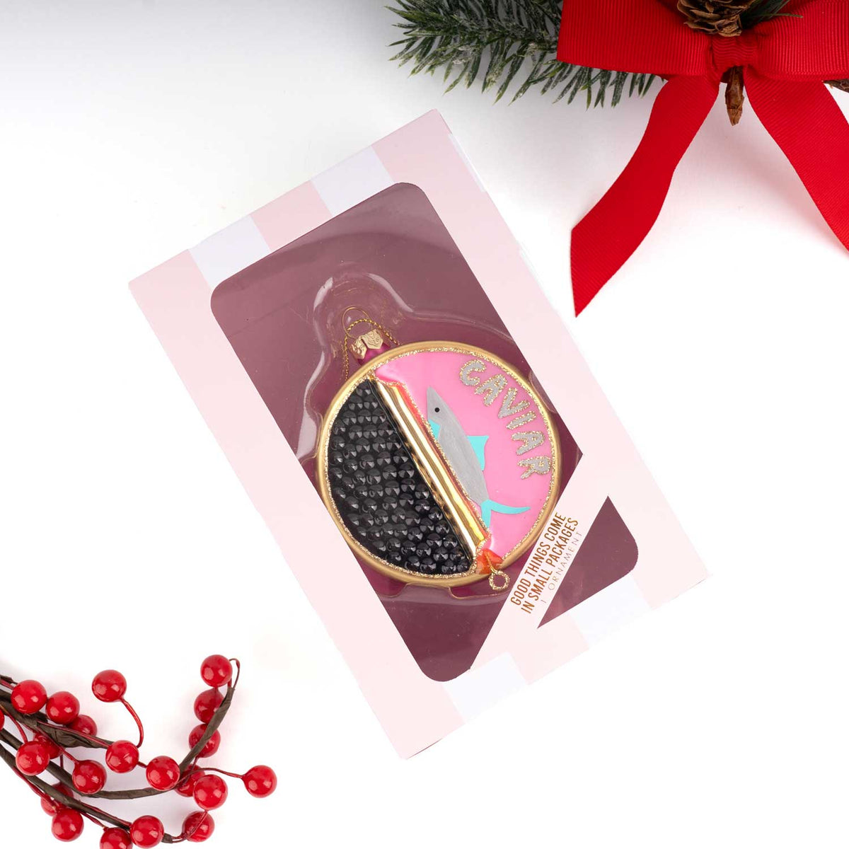 Caviar Boxed Glass Ornament