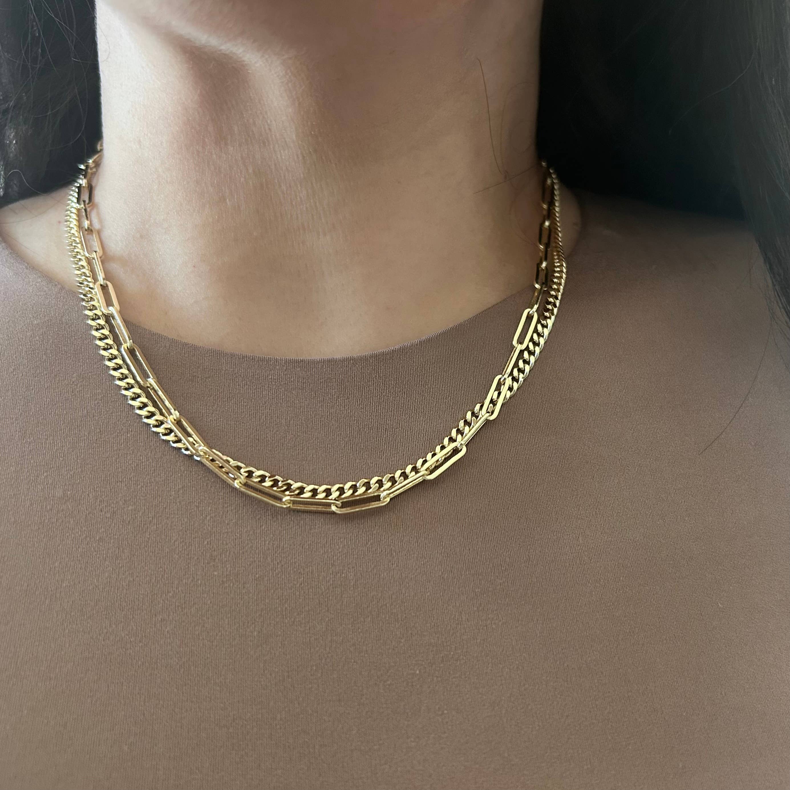 Gold Curb Chain Layering necklace 18k gold-filled