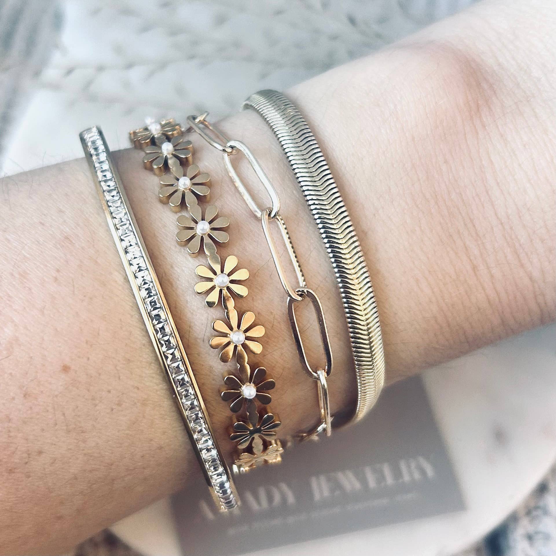 Flat Snake Chain Herringbone Bracelet 14K gold filled