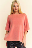 WASHED CREW NECK DROPPED DOLMAN SLEEVES TOP