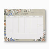 Blossom Weekly Planner Notepad - Green Floral