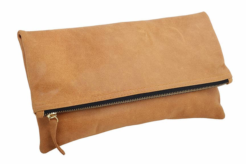 Foldover Leather Clutch