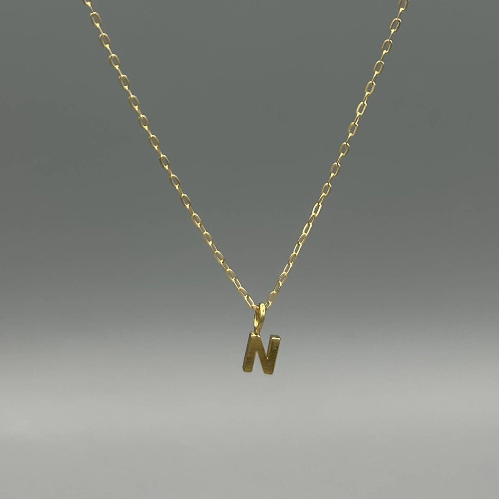 Gold Block Letter Necklace