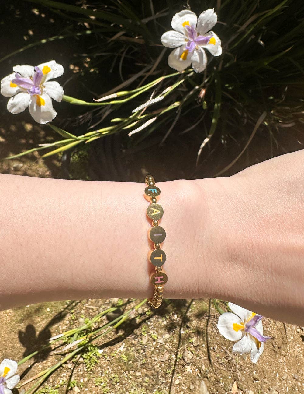 Gold Faith Letter Bracelet- Lg
