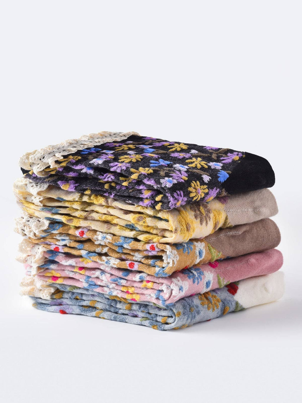Rufia - Lace Trim Floral Garden Socks