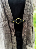 Cinch Clip for Clothes Bronze w/ Studded Black Leather Clasp