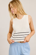 Striped Crochet-Knit Sleeveless Vest Top
