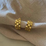 Watch Band style Hoop Earrings 18K GP Stainless Steel