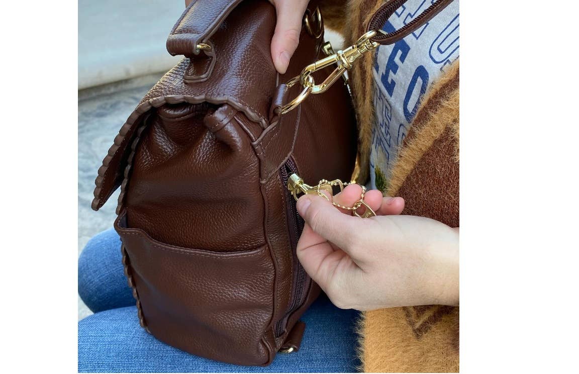 Top grain cowhide leather back pack crossbody shoulder bag