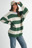Oversized Striped Green & Lavender Sweater