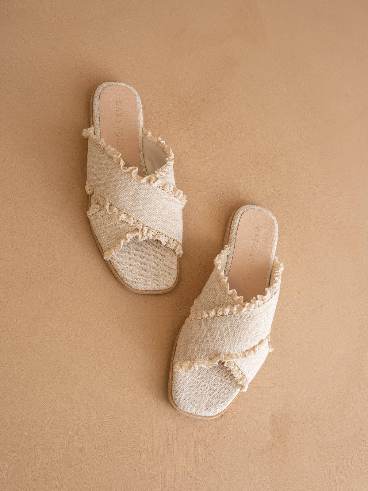 The Allie | Cream Lace Trim Cross Slide