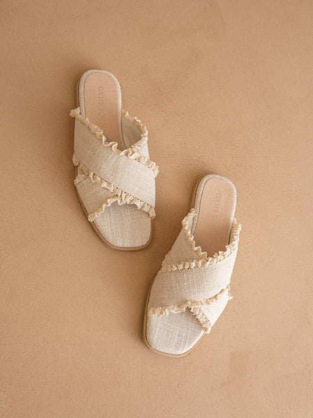 The Allie | Cream Lace Trim Cross Slide