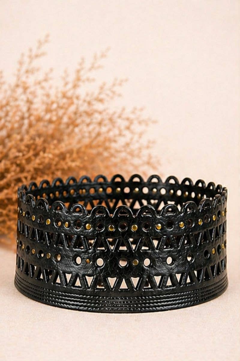 KRONOS Black Leather Sash Belt