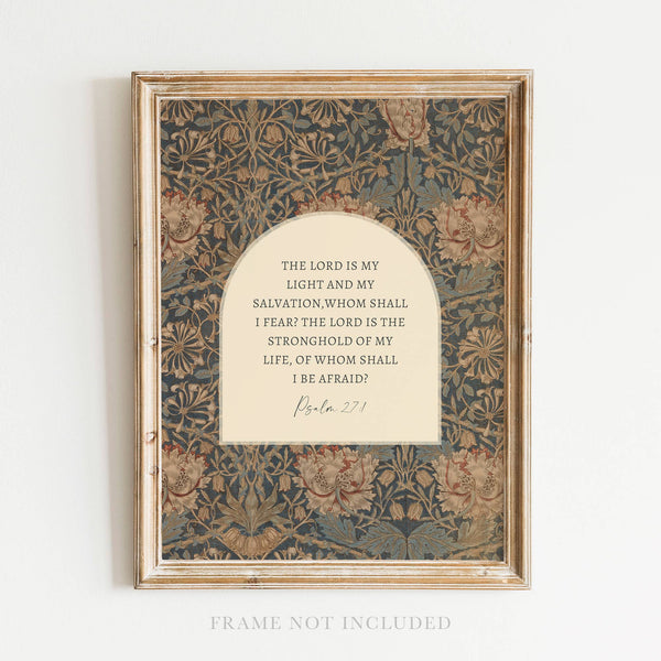 Psalm 27 Vintage Wall Art Print Christian Gift Decor