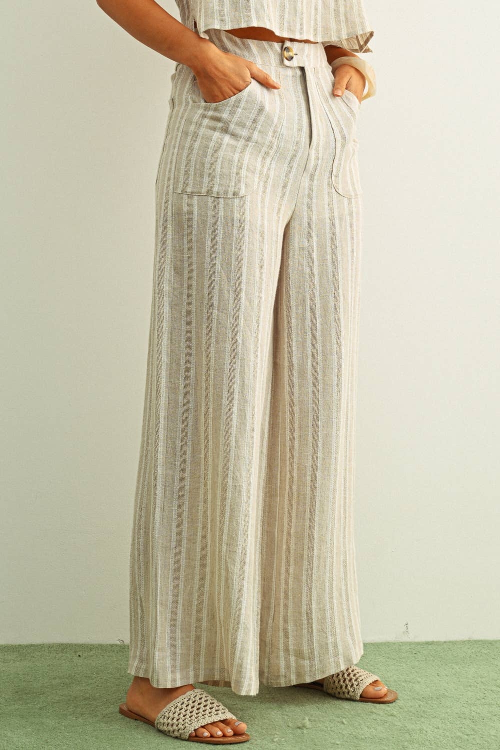 JACQUARD LINEN PANTS