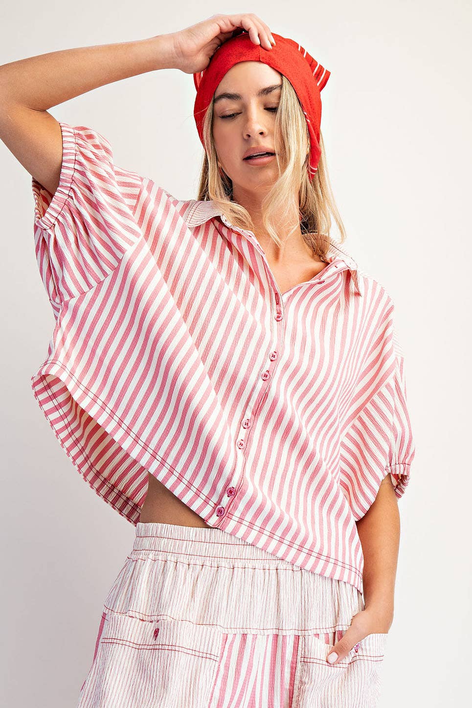 BOXY STRIPED BUTTON DOWN SHIRTS