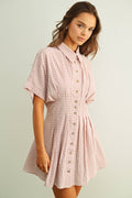 GINGHAM PATTERNED SHIRT DRESS