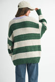 Oversized Striped Green & Lavender Sweater