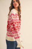 FLORAL KNIT ROUND NECK SWEATER