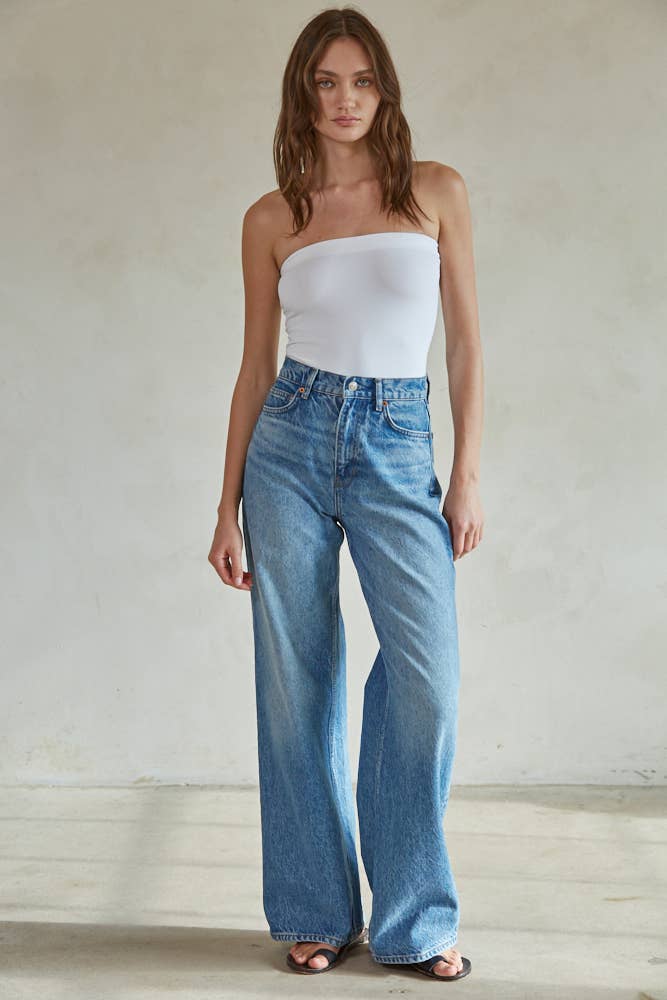 Knit Nylon Spandex Seamless Tube Bodysuit