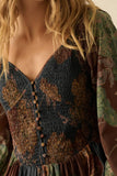 Floral-Print Smocked Sweetheart Maxi Peasant Dress