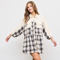 Fall Plaid Button Up Dress- CLEARANCE