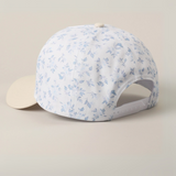 Rear adjustable snapback view of blue floral baseball cap
