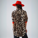 Leopard Shirt with Red Button Placket