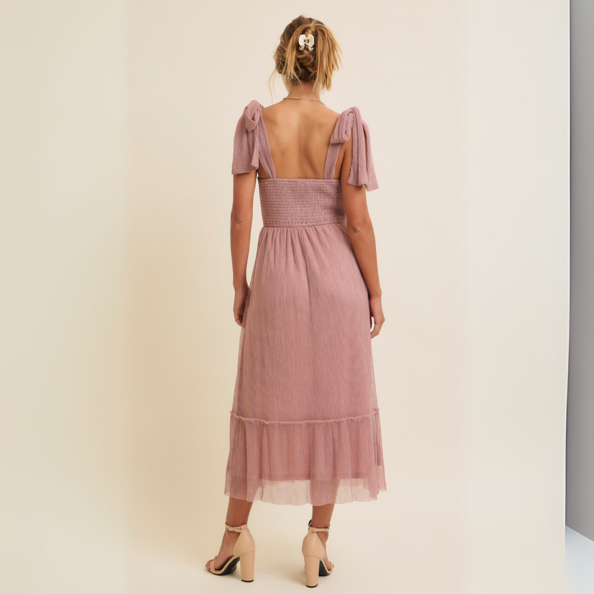 Soft Pink Metallic Holiday Dress- CLEARANCE
