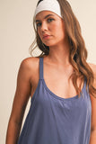 SLEEVELES KNIT ROMPER ATTACHED DRESS WITH POCKETS