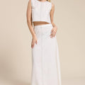 Contrast Stitch Linen Skirt