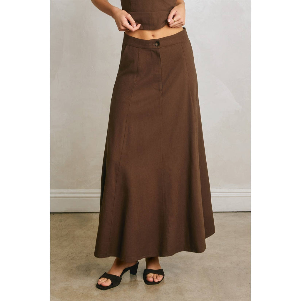 Linen Flared Maxi Skirt