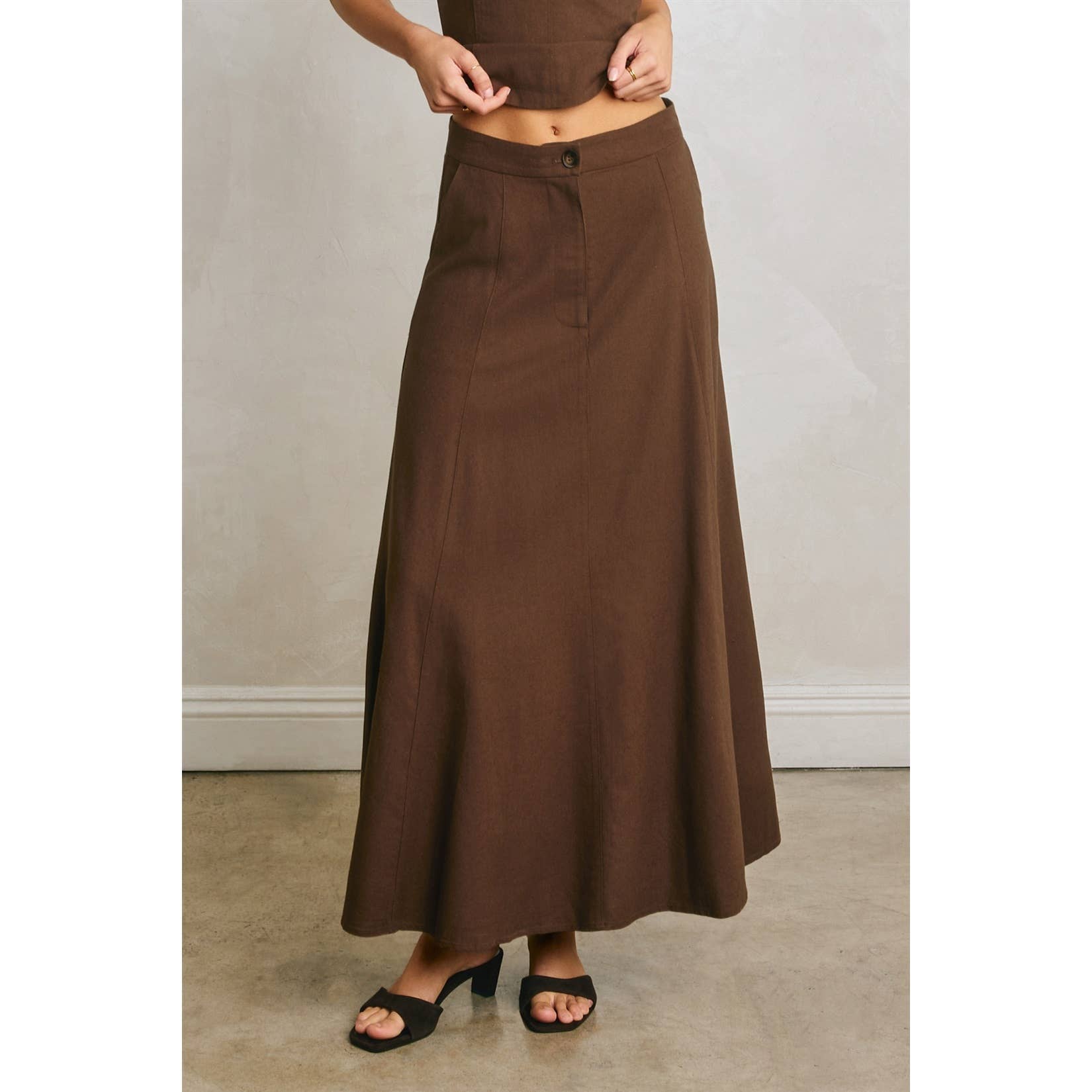 Linen Flared Maxi Skirt